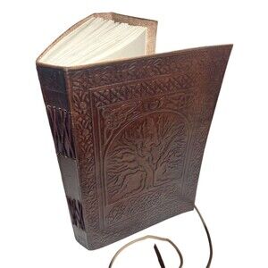 Leather Cover Journal Handmade Embossed Tree of Life Sketchbook Blank Paper 240p
